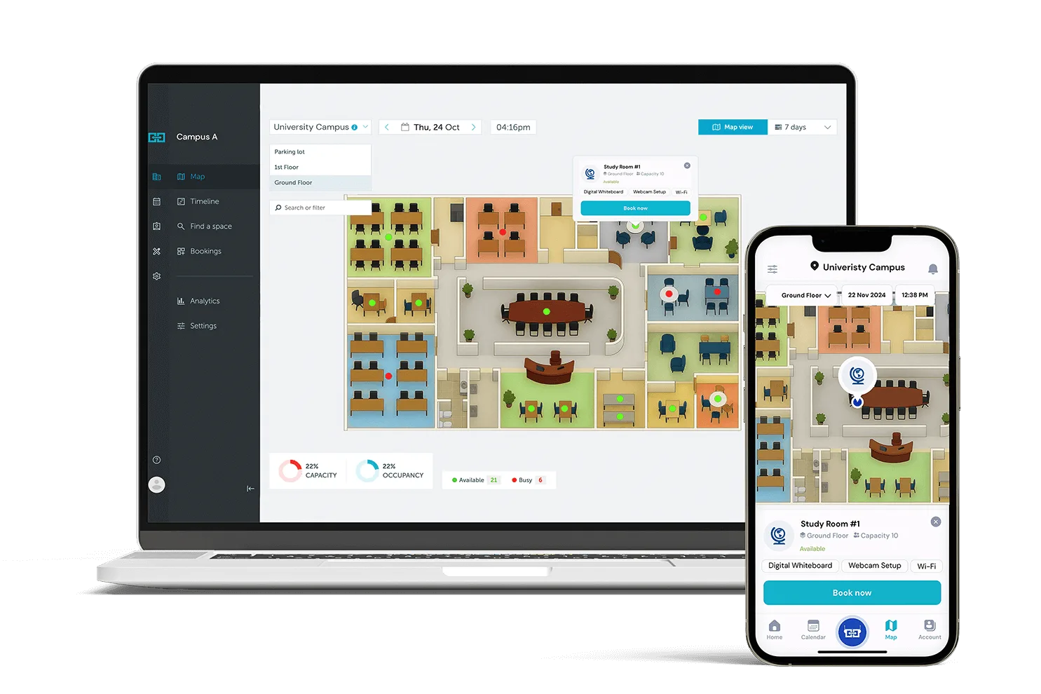 YAROOMS campus space management - room booking and classroom scheduling for higher education