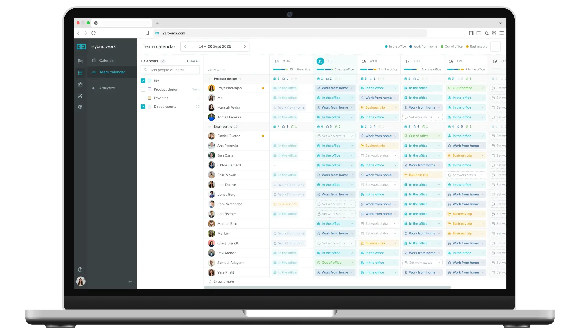 All hybrid work statuses in one calendar view